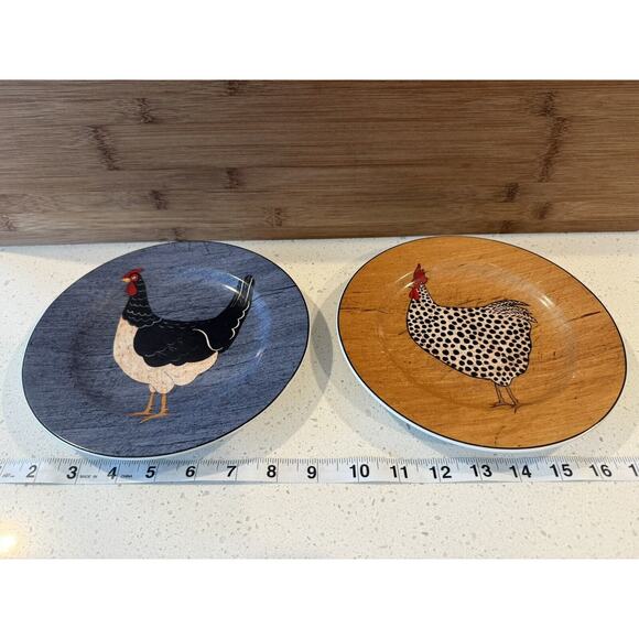 Sakura Warren Kimble Country Quartet Brandon House Chicken Plates 8" Set of 2 - Picture 5 of 9